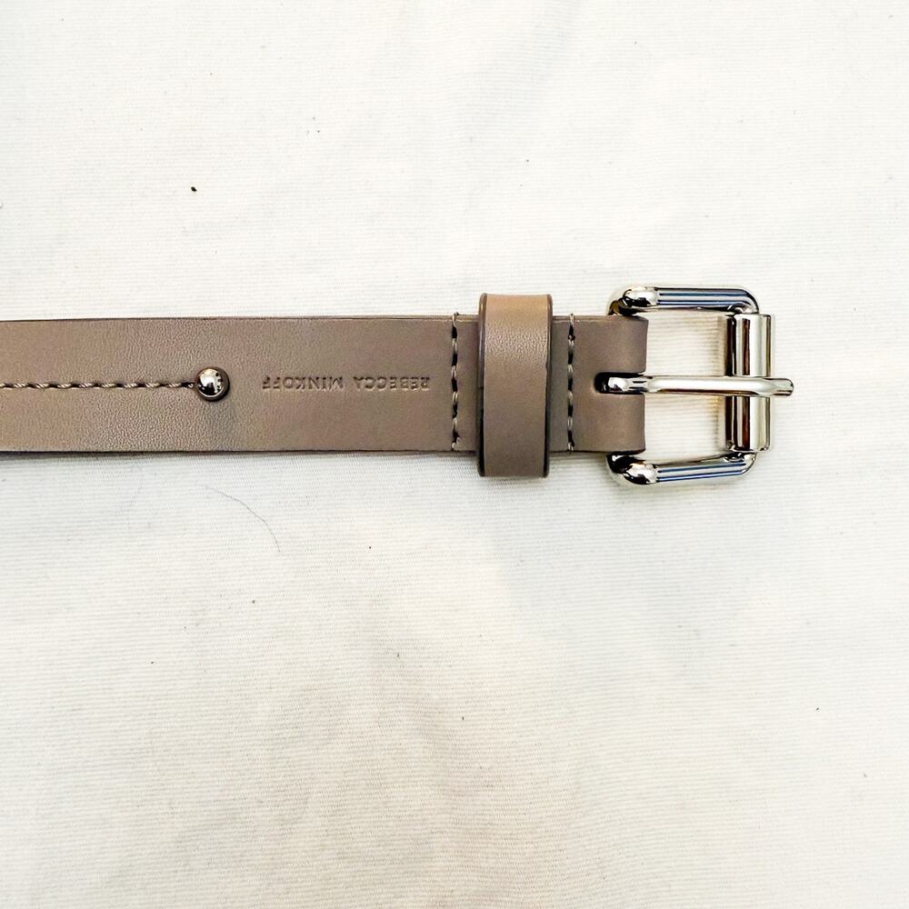 Rebecca Minkoff Gray Leather Belt Silver Buckle Size Large MINT